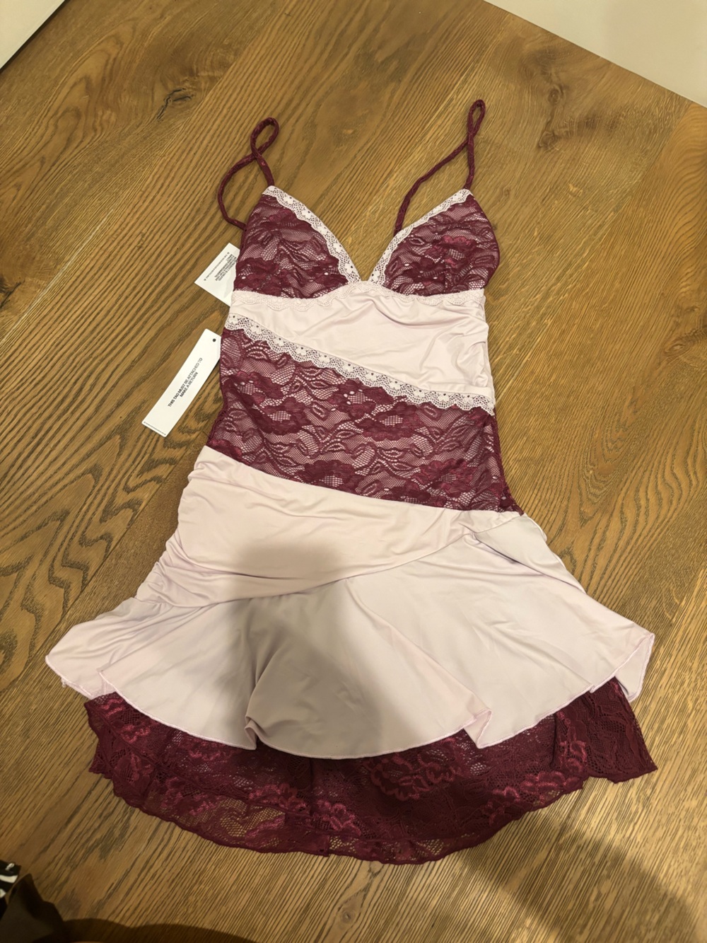 Princess Polly Purple and Light Pink Lace-Trim Mini Dress